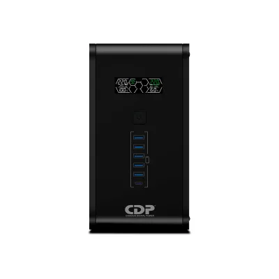 UPS Interactivo CDP R-Smart 1010i – 1000VA / 500W | Pantalla LCD 10 Salidas + USB y RJ45