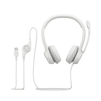 Audífono con Micrófono Logitech H390 USB Noise Cancelling White - 981-001285