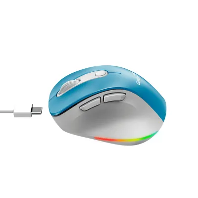 Mouse Genius Ergo 9000S Pro Recargable Dual Wireless/BT 6-BOT Silent RGB Light Blue, PN 31030039401 - imagen 2