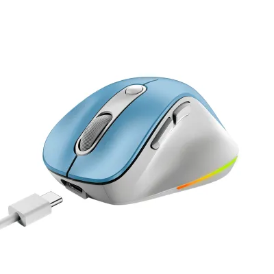 Mouse Genius Ergo 9000S Pro Recargable Dual Wireless/BT 6-BOT Silent RGB Light Blue, PN 31030039401 - imagen 3