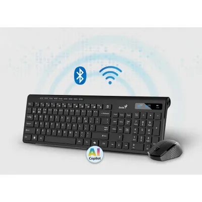Teclado Genius + Mouse Dual Wireless/BT SlimStar 8230 AI Copilot Multimedia SP Black, PN 31340015407 - imagen 4