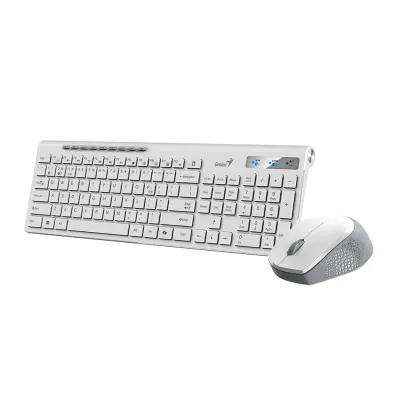 Teclado Genius + Mouse Dual Wireless/BT SlimStar 8230 AI Copilot Multimedia SP White, PN 31340015401