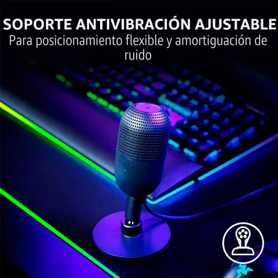 Micrófono Razer Seiren V3 Mini USB Streaming Supercardioide con Sensor Touch Silent Me, PN RZ19-05050300-R3U1 - imagen 6