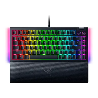Teclado Razer BlackWidow V4 75% Mechanical Switch Orange Hot-swappable 8000 HZ US 2 Zonas Chroma Phantom Green Ed. Black - RZ03-05003400-R3U1