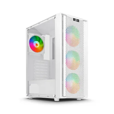 Case Gamer Enkore Vibrant ENK 5005W con 4 Ventiladores ARGB Color Blanco