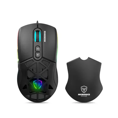 Mouse Gamer Micronics Mirage MIC GM890 RGB 12800 DPI 7 Botones Cubierta Intercambiable USB