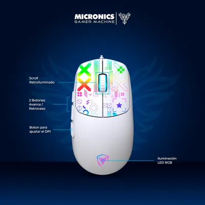 Mouse Gamer Micronics X-Byte MIC GM889 RGB 12800 DPI 7 Botones Cable Ultrawe - imagen 4