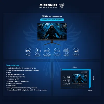 Monitor Gamer Micronics Fenix MIC MF27FF-144 27" - imagen 3