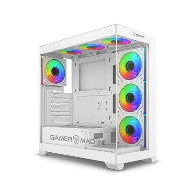 Gabinete Gamer Micronics Legend 7 MIC GC806W ATX 7 Fans ARGB Doble Vidrio Templado Blanco