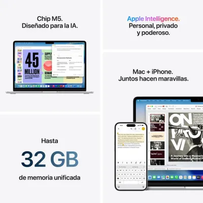Laptop Apple MacBook Air 15.3" Liquid Retina (Chip M5 CPU 10c, GPU 10c, 16GB, 512GB, PN MDV94E/A - imagen 8