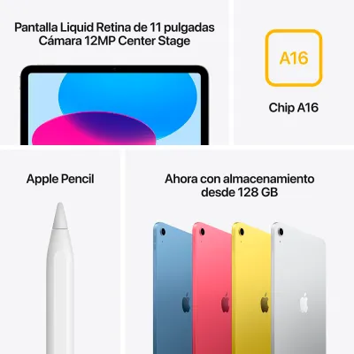 Tablet Apple iPad 11" 11a Gen Liquid Retina (A16 Bionic 6c, GPU 5c, 6GB, PN MD3Y4CL/A - imagen 6
