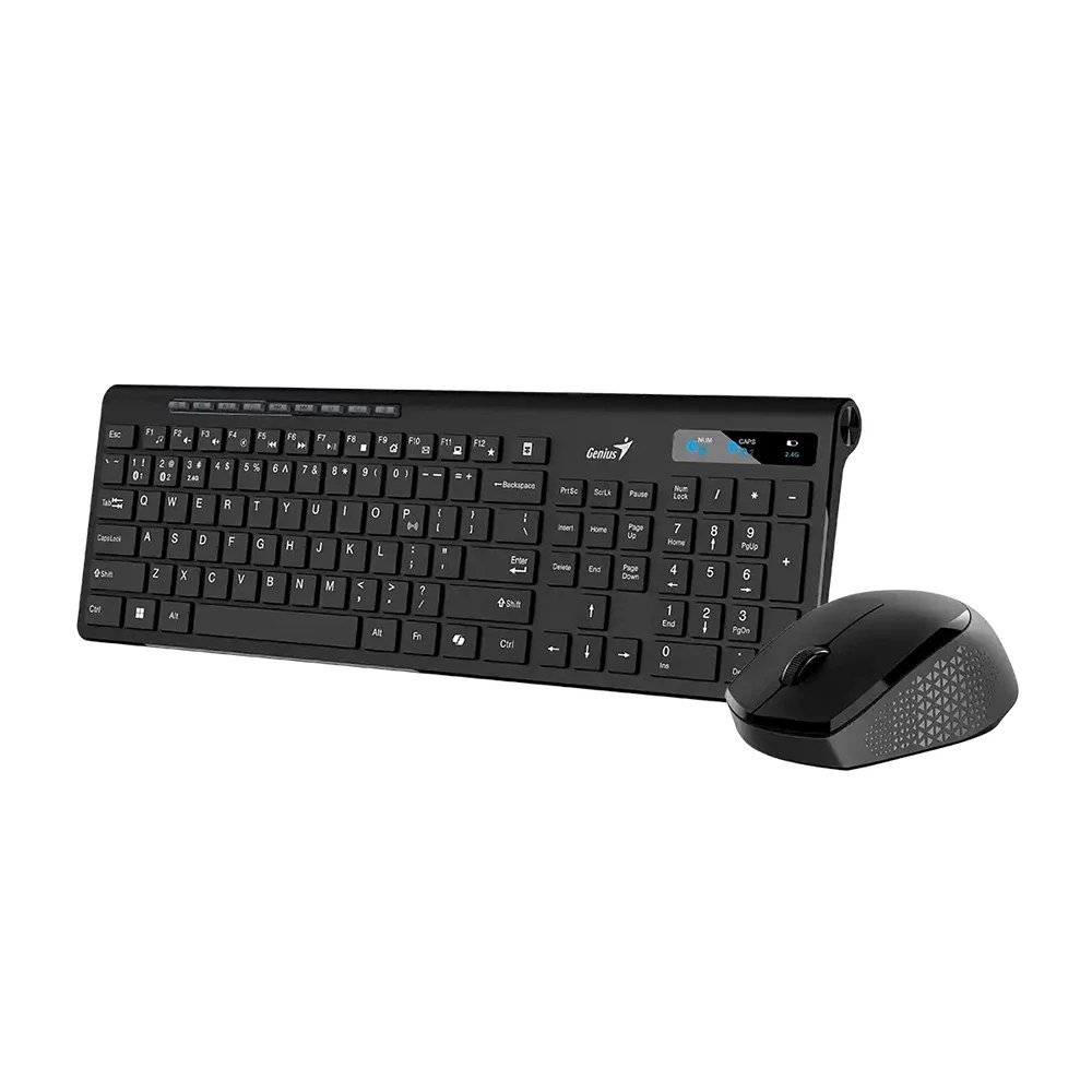 Teclado Genius 31340015407 Teclado Genius + Mouse Dual Wireless/BT SlimStar 8230 AI Copilot Multimedia SP Black, PN 31340015407
