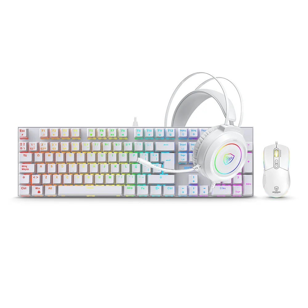 Kit Gamer 3 en 1 Micronics Mirage MIC GTX 2003 3W Teclado Mecánico Red Mouse 12800 DPI Auricular Blanco Kit Gamer 3 en 1 Micronics Mirage MIC GTX 2003 3W Teclado Mecánico Red Mouse 12800 DPI Auricular Blanco
