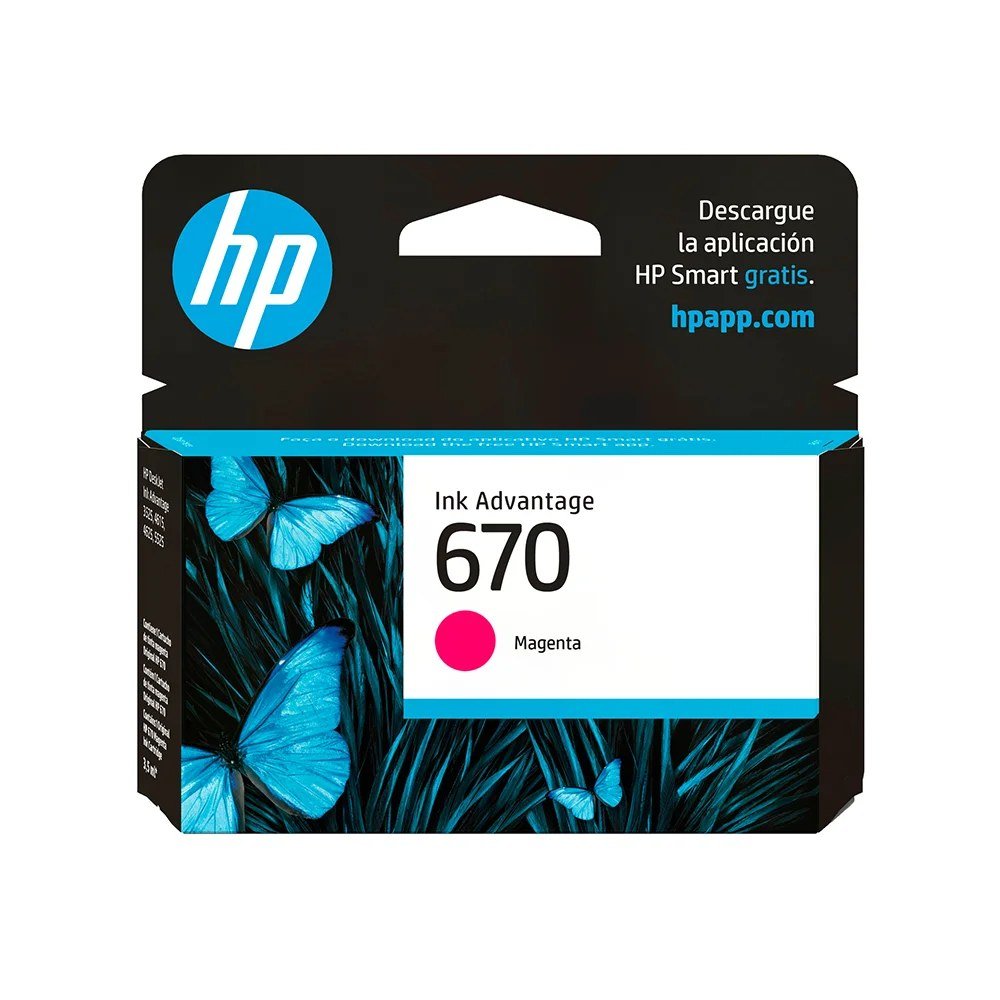 Cartuchos De Tinta HP CZ115AL Cartuchos De Tinta Cartucho de Tinta HP 670 Magenta 4ml, PN CZ115AL